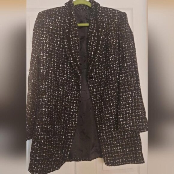 Vintage Tweed Blazer Dark Academia Goth Preppy Jacket Size M/L - Picture 7 of 14